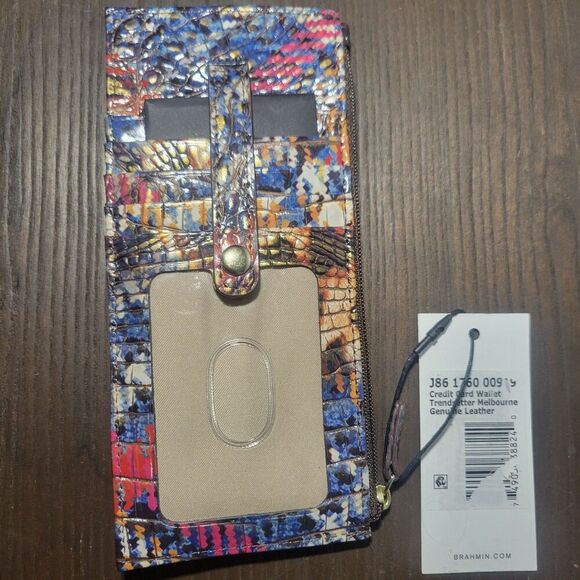 New Brahmin Melbourne Leather Credit Card Slim Wallet Holder AWESTRUCK - Picture 2 of 6